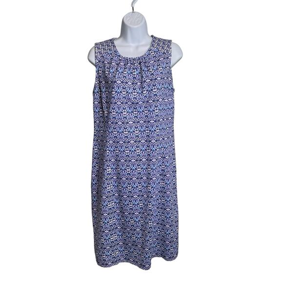 J McLaughlin‎ Purple Blue Catalina Cloth Shift Dress Size L Preppy Old Money - Picture 1 of 12